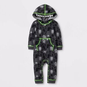 CAT & JACK MONSTER OVERALLS - GREY 0-3M (NEW WITH TAGS)